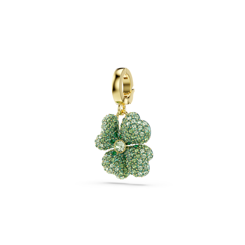 swarovski idyllia charm  clover  green  gold tone plated