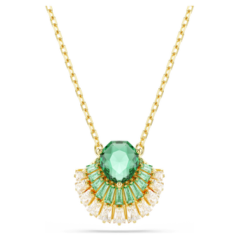 swarovski idyllia pendant  mixed cuts  shell  green  gold tone plated