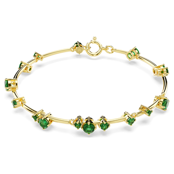 swarovski constella bangle  mixed round cuts  green  gold tone plated