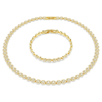 swarovski una angelic set  round cut  white  gold tone plated