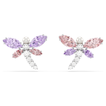 ariana grande x swarovski stud earrings  mixed cuts  dragonfly  multicolored  rhodium plated