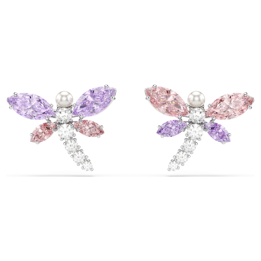 ariana grande x swarovski stud earrings  mixed cuts  dragonfly  multicolored  rhodium plated