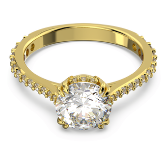 swarovski stilla cocktail ring  round cut  pav   white  gold tone plated
