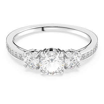 swarovski stilla attract ring  round cut  white  silver tone finish
