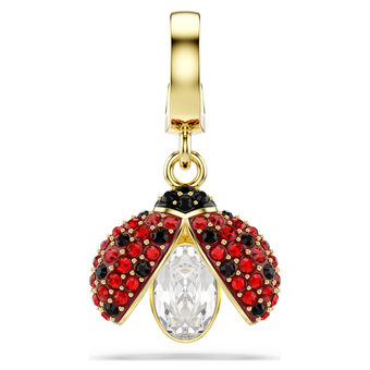 swarovski idyllia charm  mixed cuts  ladybug  red  gold tone plated