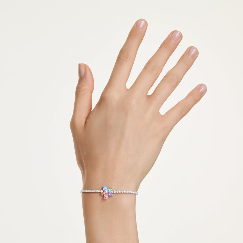 ariana grande x swarovski bracelet  mixed cuts  flower  multicolored  rhodium plated