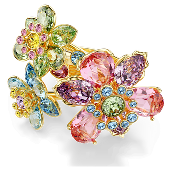 swarovski idyllia ring  mixed cuts  flower  multicolored  gold tone plated