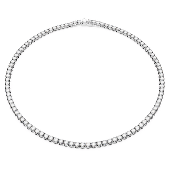 swarovski matrix tennis necklace  round cut  white  rhodium plated