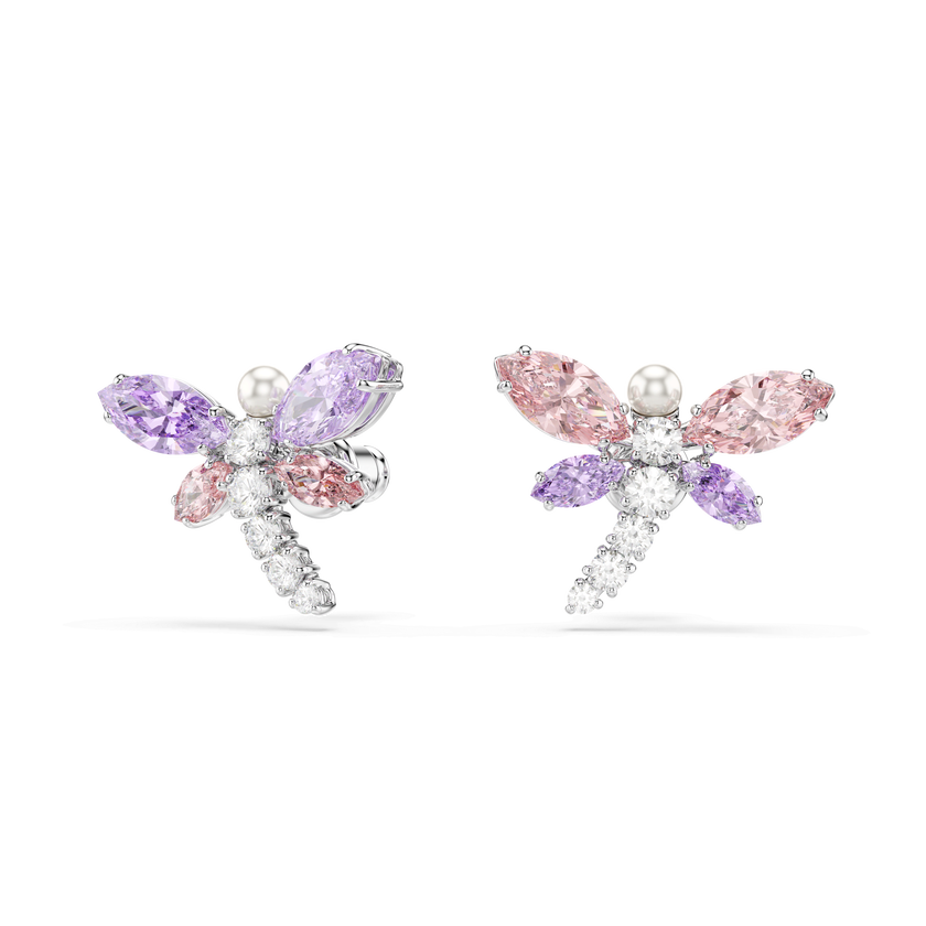 ariana grande x swarovski stud earrings  mixed cuts  dragonfly  multicolored  rhodium plated