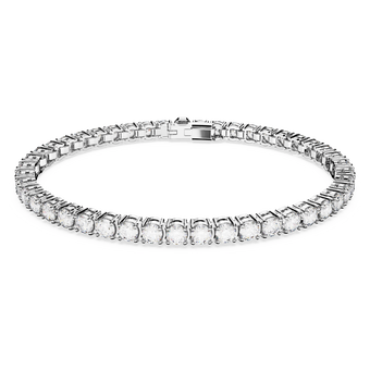 swarovski matrix tennis bracelet  round cut  white  rhodium plated