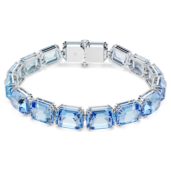 swarovski millenia tennis bracelet  octagon cut  color gradient  blue  rhodium plated