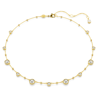 swarovski imber necklace  round cut  scattered design  white  gold tone plated
