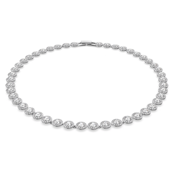 swarovski una angelic tennis necklace  round cut  medium  white  rhodium plated