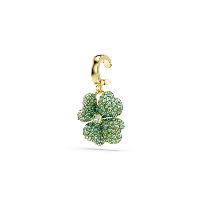 swarovski idyllia charm  clover  green  gold tone plated