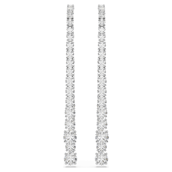 swarovski matrix drop earrings  gradient of round cuts  white  rhodium plated