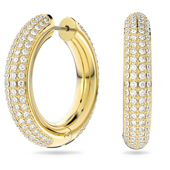 swarovski dextera hoop earrings  medium  white  gold tone plated