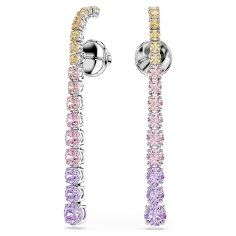 swarovski matrix drop earrings  gradient of round cuts  multicolored  rhodium plated