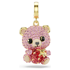 swarovski idyllia charm  mixed cuts  teddy  pink  gold tone plated