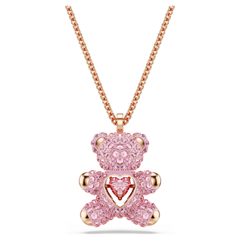 swarovski teddy pendant  bear  pink  rose gold tone plated