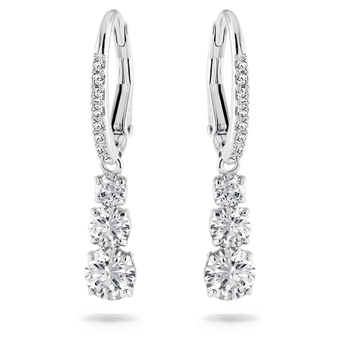 swarovski stilla attract hoop earrings  round cut  white  rhodium plated
