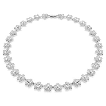 ariana grande x swarovski necklace  round cut  flower  white  rhodium plated