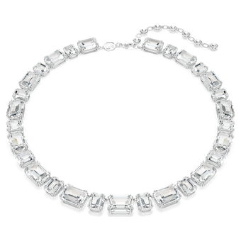 swarovski millenia tennis necklace  octagon cut  white  rhodium plated