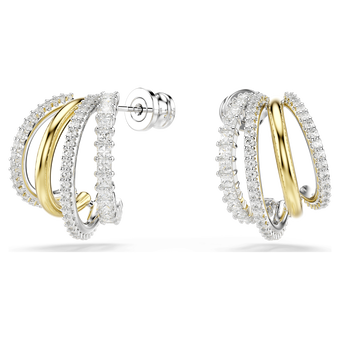 swarovski hyperbola hoop earrings  mixed cuts  mini  white  mixed metal finish