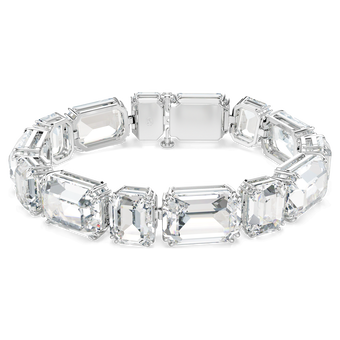 swarovski millenia tennis bracelet  octagon cut  white  rhodium plated