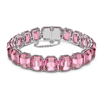 swarovski millenia bracelet  octagon cut crystals  pink  rhodium plated