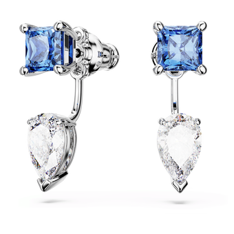 swarovski mesmera earring jackets  mixed cuts  detachable  blue  rhodium plated