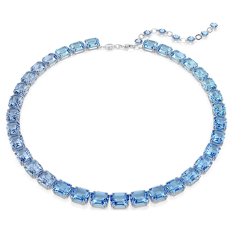 swarovski millenia necklace  octagon cut  color gradient  blue  rhodium plated