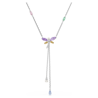 ariana grande x swarovski y necklace  mixed cuts  dragonfly  multicolored  rhodium plated