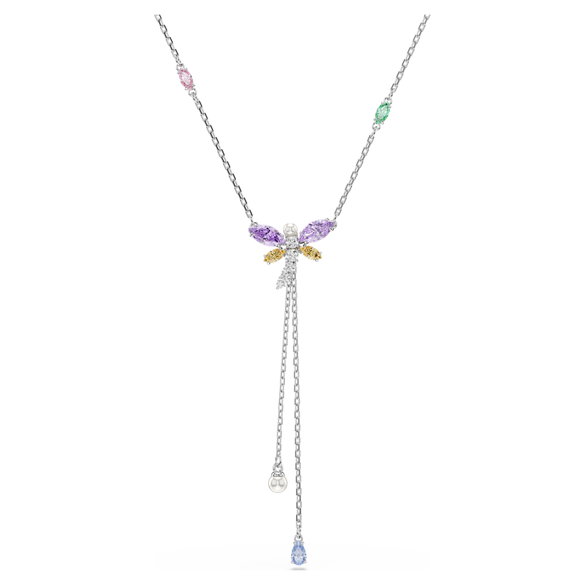 ariana grande x swarovski y necklace  mixed cuts  dragonfly  multicolored  rhodium plated