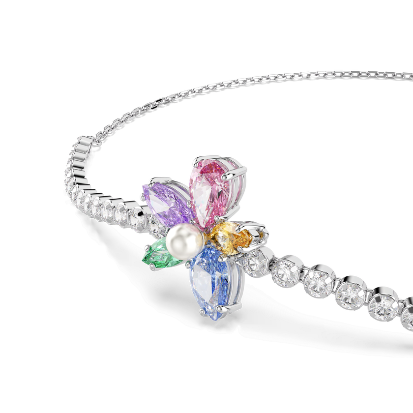 ariana grande x swarovski bracelet  mixed cuts  flower  multicolored  rhodium plated