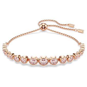 swarovski imber tennis bracelet  mixed round cuts  pink  rose gold tone plated