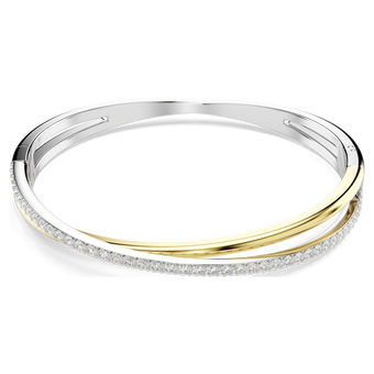 swarovski hyperbola bangle  round cut  white  mixed metal finish