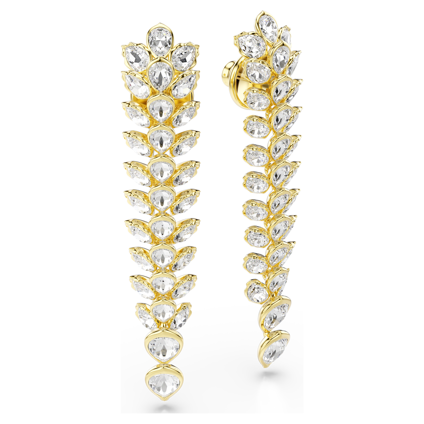 swarovski idyllia drop earrings  mixed cuts  long  white  gold tone plated