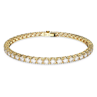 swarovski matrix tennis bracelet  round cut  white  gold tone plated