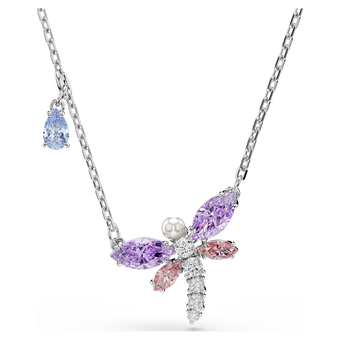 ariana grande x swarovski pendant  mixed cuts  dragonfly  multicolored  rhodium plated