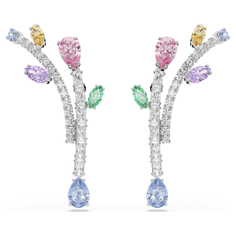 ariana grande x swarovski drop earrings  mixed cuts  multicolored  rhodium plated
