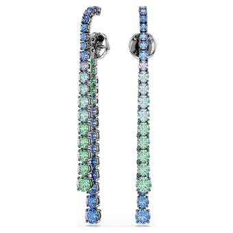 swarovski matrix drop earrings  gradient of round cuts  multicolored  ruthenium plated