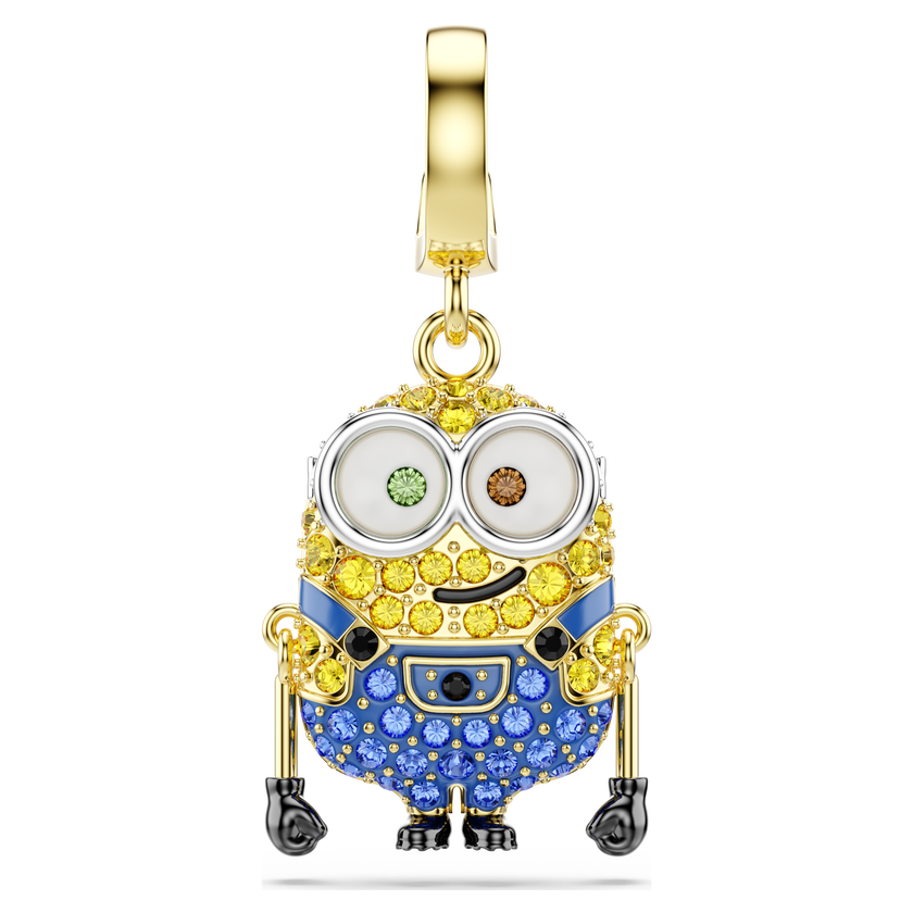 swarovski minions bob charm  pav   multicolored  gold tone plated