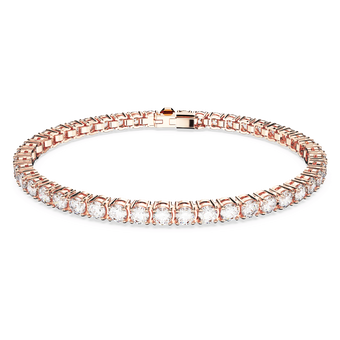 swarovski matrix tennis bracelet  round cut  white  rose gold tone plated