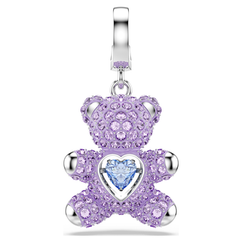 swarovski idyllia charm  mixed cuts  teddy  purple  rhodium plated