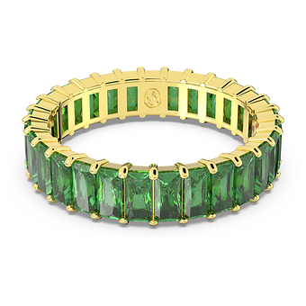 swarovski matrix ring  baguette cut  green  gold tone plated