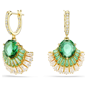 swarovski idyllia drop earrings  mixed cuts  shell  green  gold tone plated