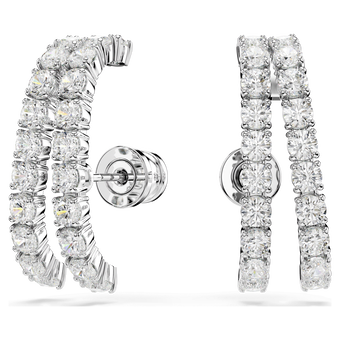 swarovski matrix ear cuffs  round cut  white  rhodium plated