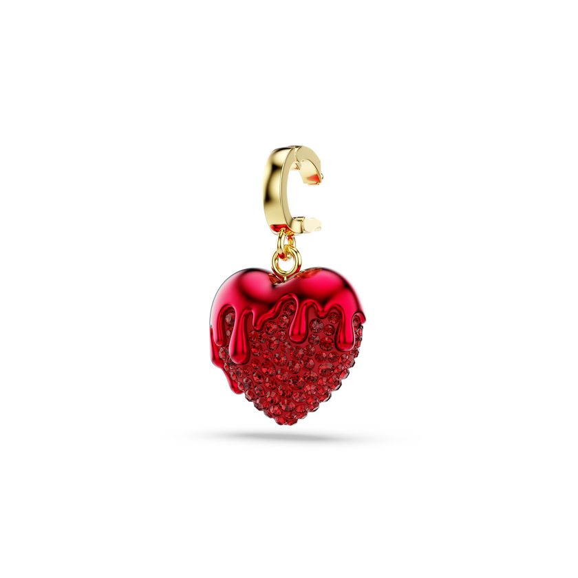 swarovski idyllia charm  round cut  heart  red  gold tone plated