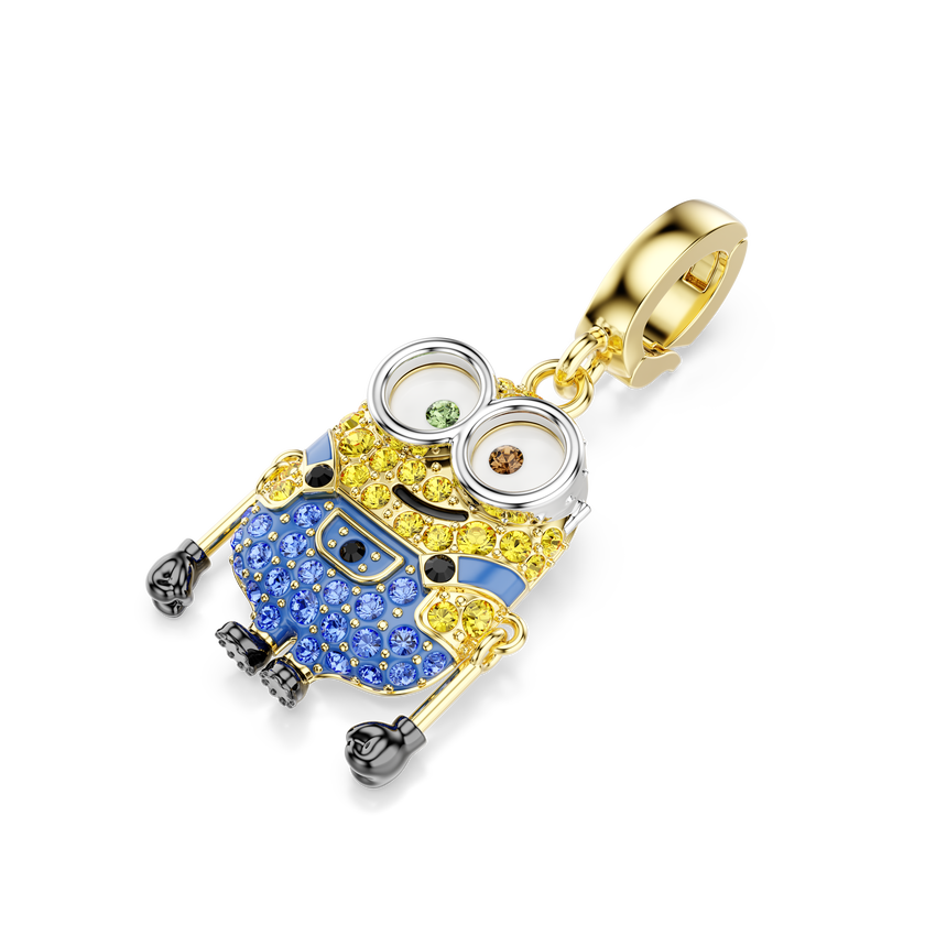 swarovski minions bob charm  pav   multicolored  gold tone plated
