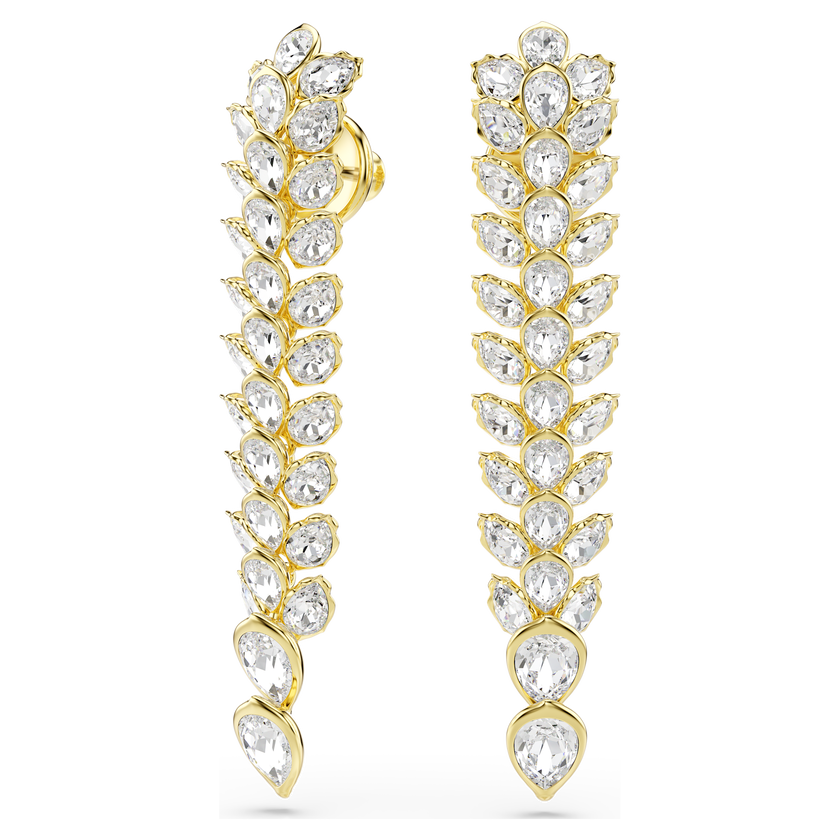 swarovski idyllia drop earrings  mixed cuts  long  white  gold tone plated
